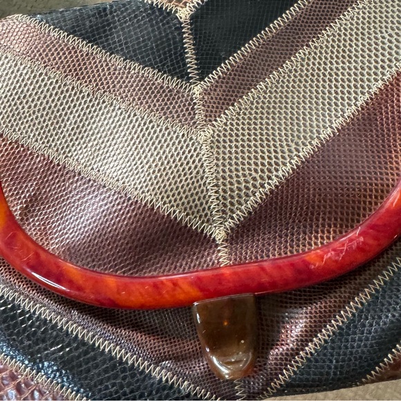 Vintage Chevron Leather Clutch or Shoulder Bag from Bags by Varon - Picture 3 of 7